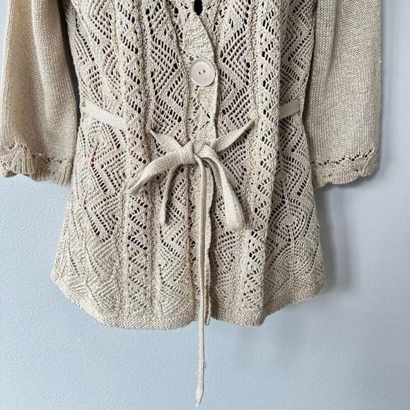 Tribal 3/4 Sleeve Tie/Snap Closure Cardigan Sweater Size M - Picture 3 of 9